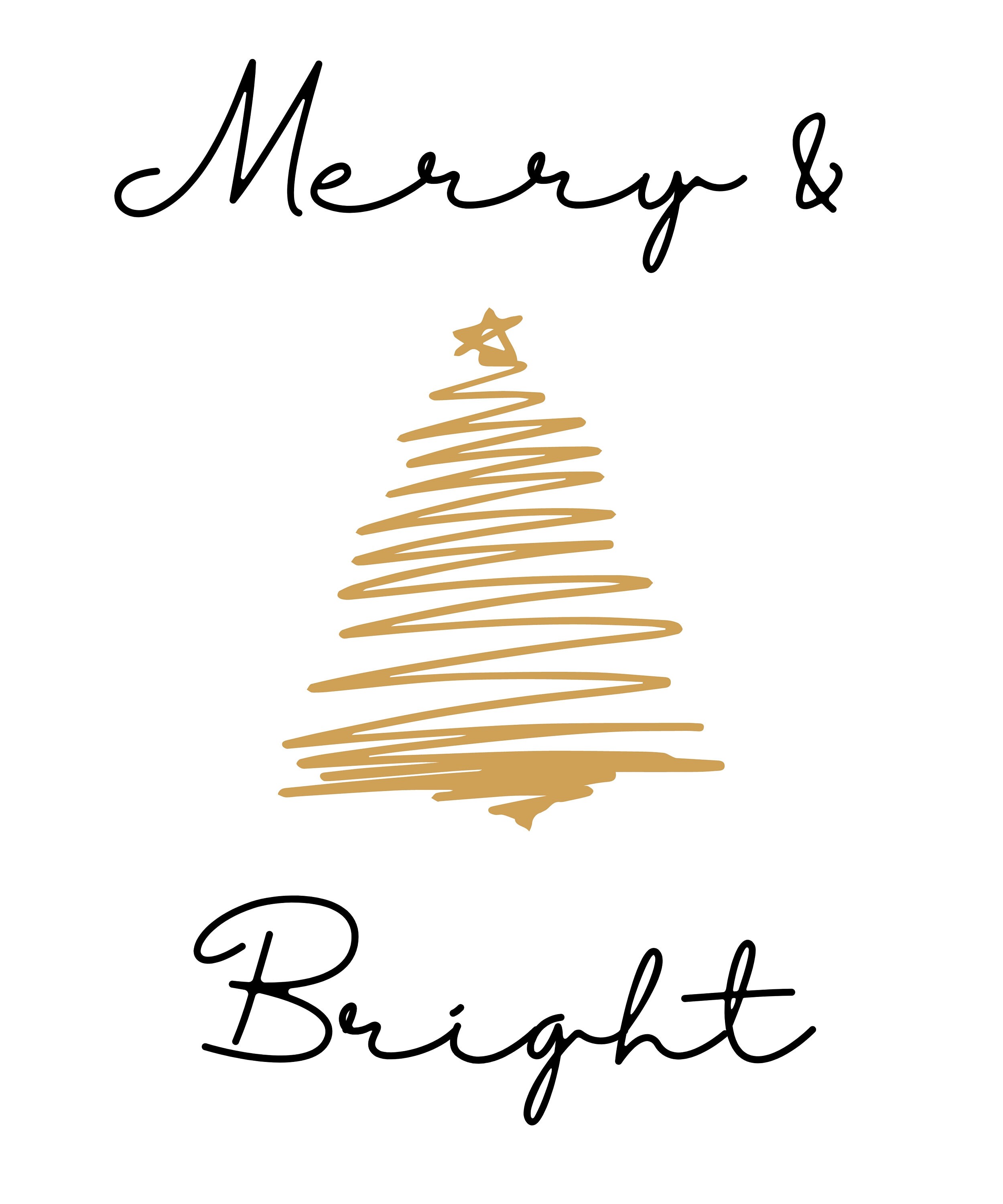Merry and Bright Wall Art Christmas Tree Holiday Decor Etsy