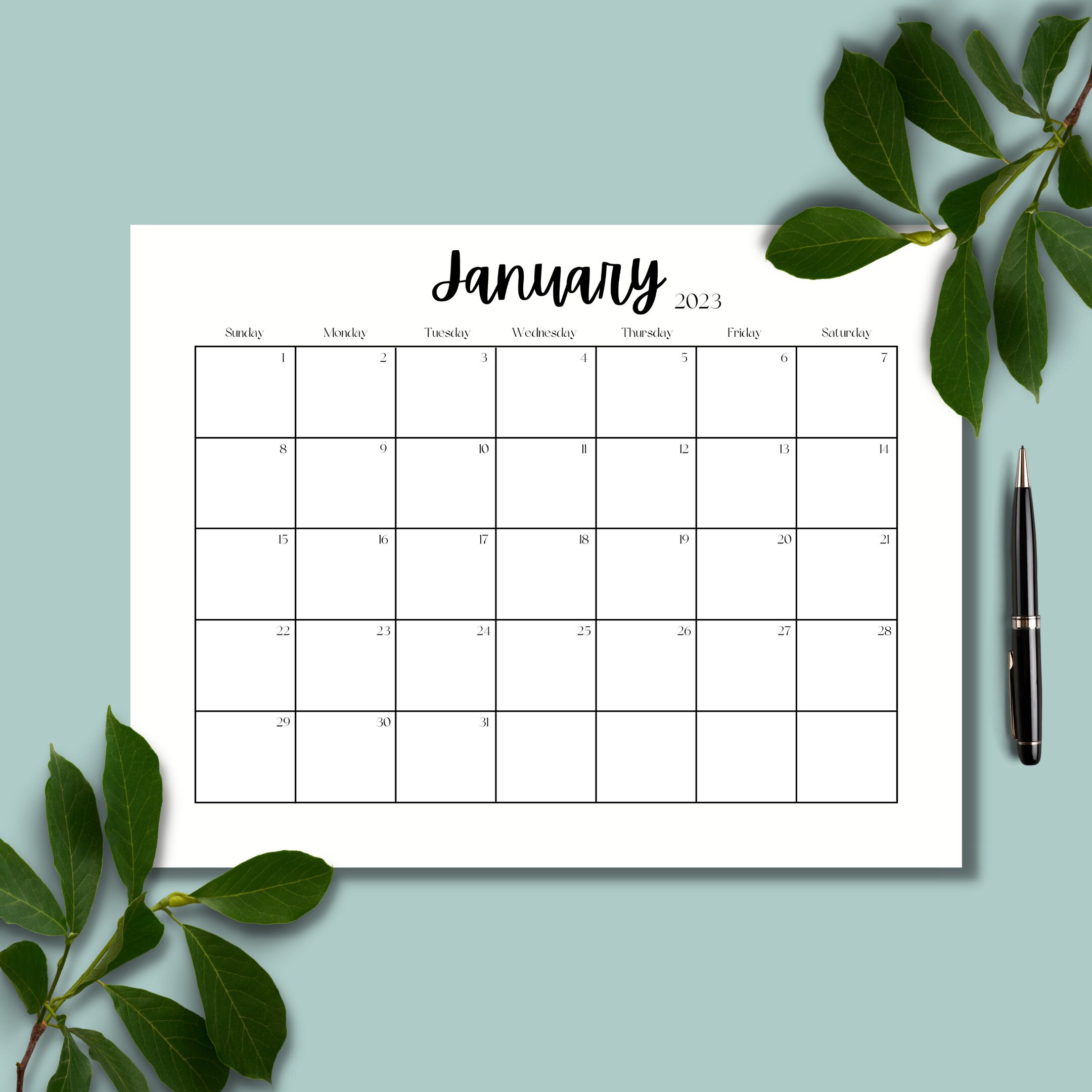 2023-calendar-printable-landscape-monthly-calendar-etsy