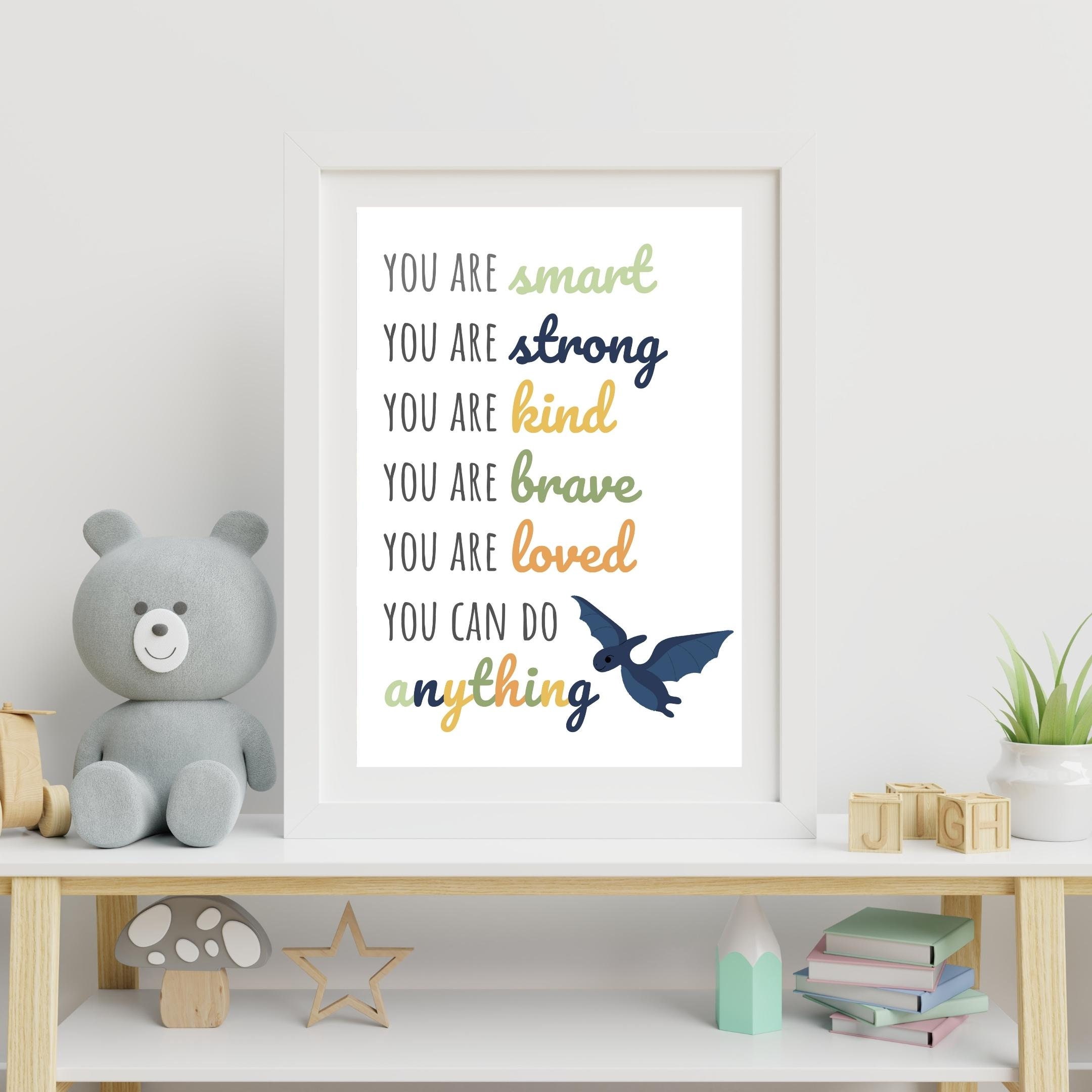 Dinosaur Affirmations Wall Art, Digital Download, Dinosaur Nursery ...