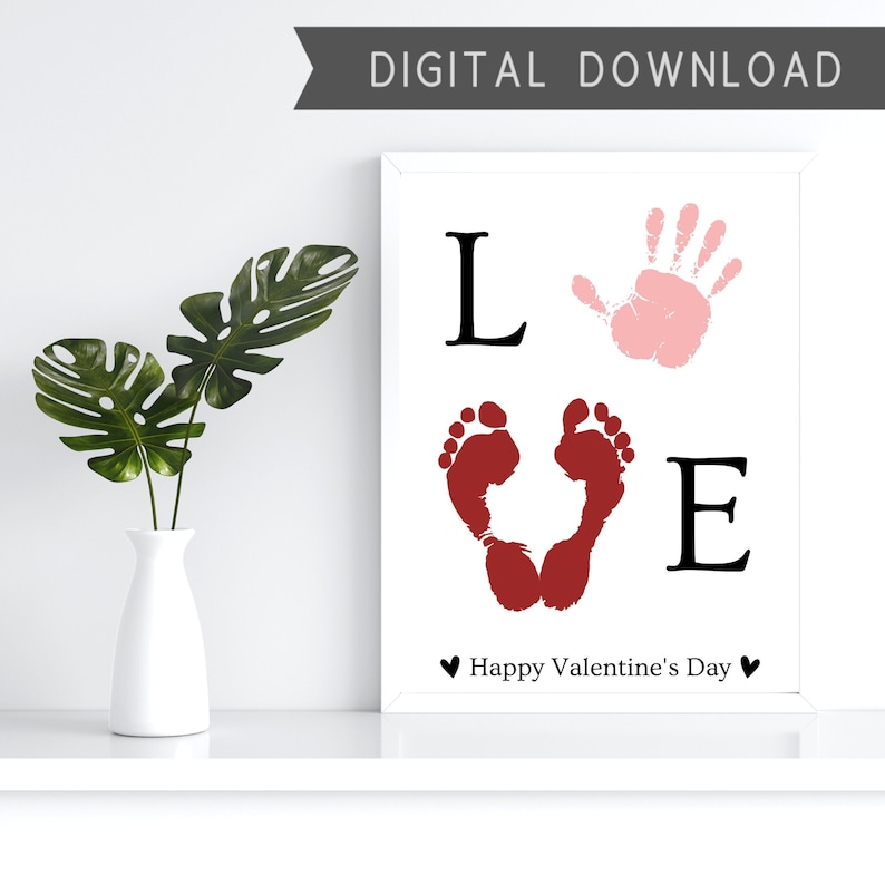 LOVE Hand and Footprint Art | Valentine's Day Printable Craft Template ...