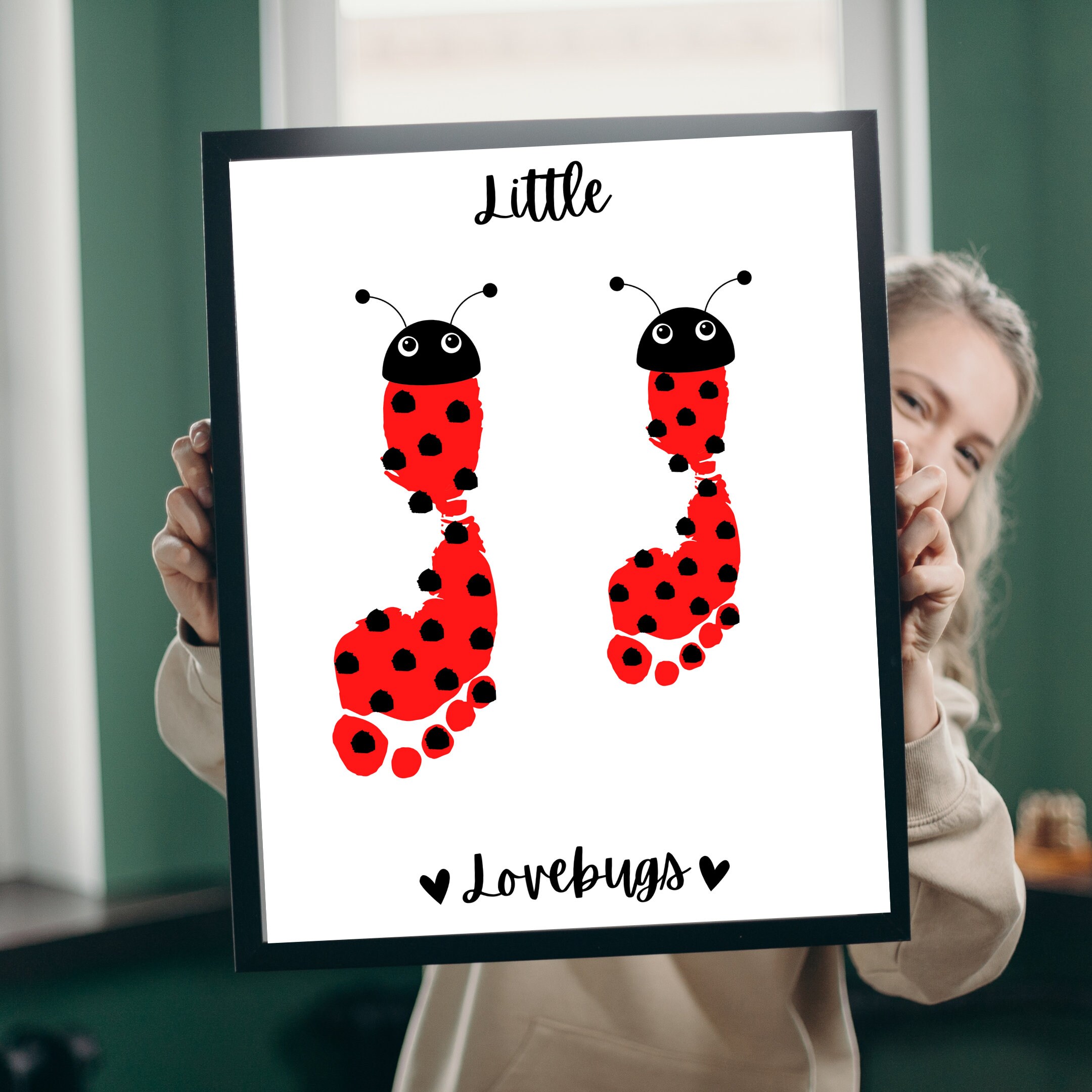 Little Love Bugs Footprint Art Printable Craft Template Etsy