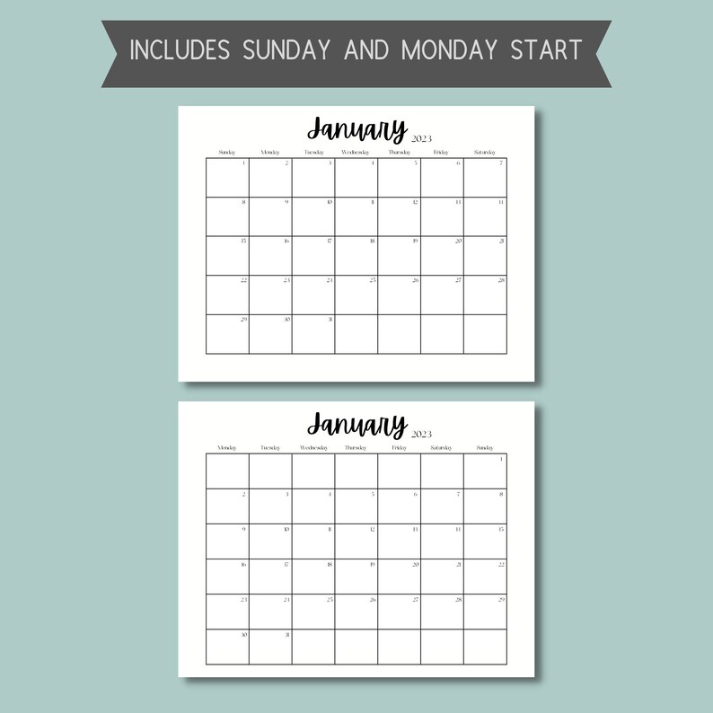 2023-calendar-printable-landscape-monthly-calendar-etsy