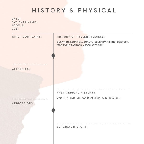 Np History and Physical Template Etsy