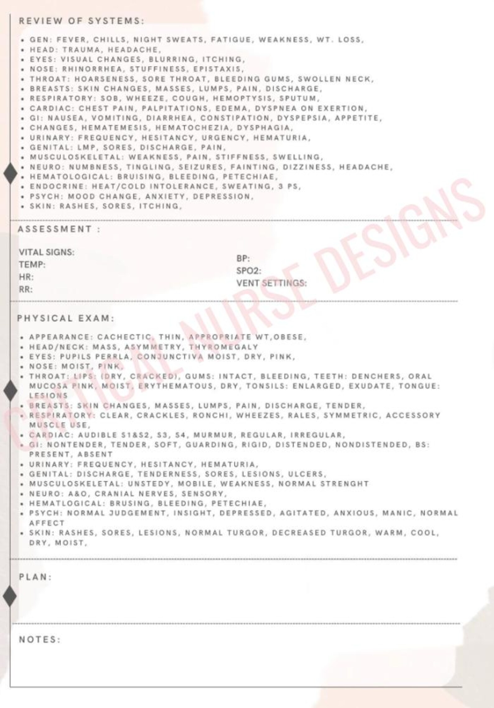 Comprehensive Physical Exam Example Comprehensive History & Physical Exam Template for New Graduate ...