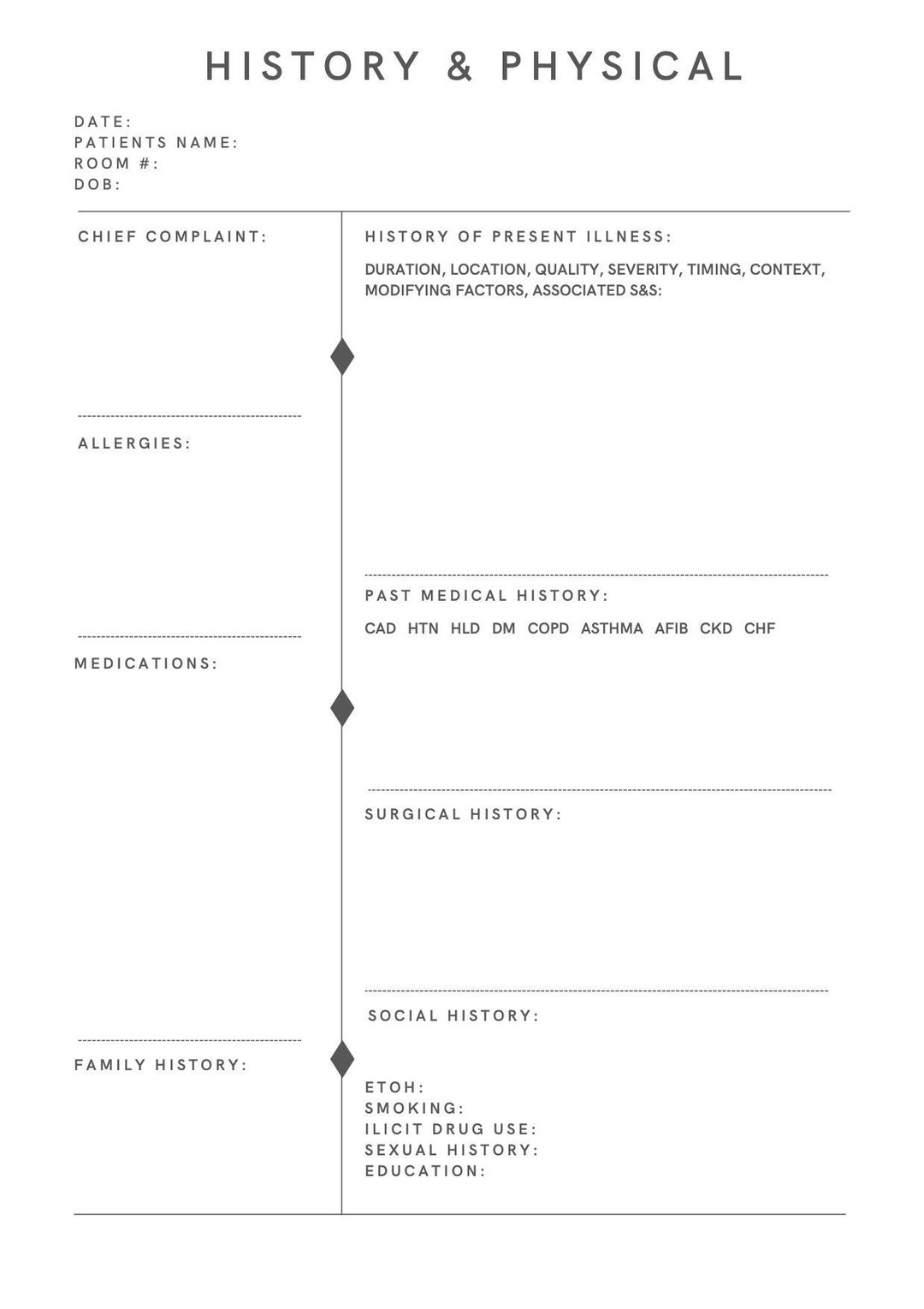 History and Physical Template, Nurse Practitioner Student, Nursing History and Physical Template, Nurse Practitioner Student, Nursing