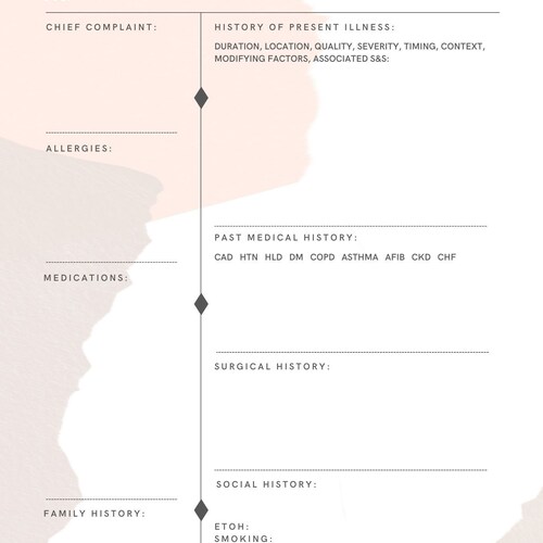 History and Physical Template Nurse Practitioner Student Etsy