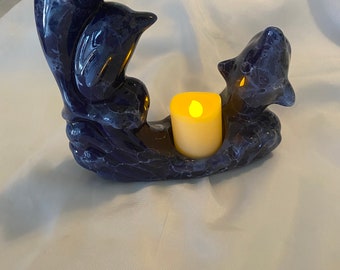 Blue Dolphins with Hanging Bowl