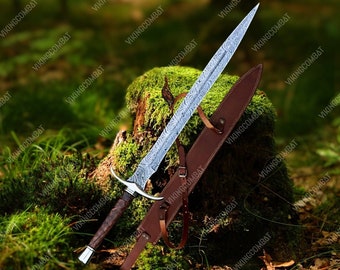Épées viking faites à la main, meilleur cadeau de fête des pères pour lui, cadeau d'anniversaire pour mari, épées pleines de saveur prêtes au combat avec fourreau, acier damas