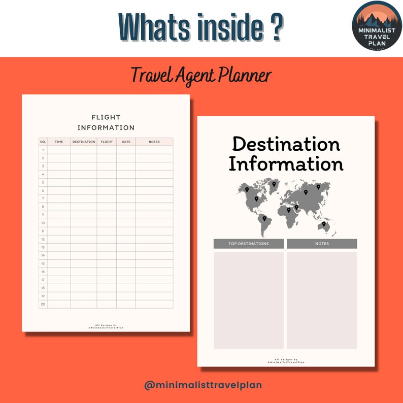 2023 Travel Agent Planner Templates Printable or Full Editable Etsy