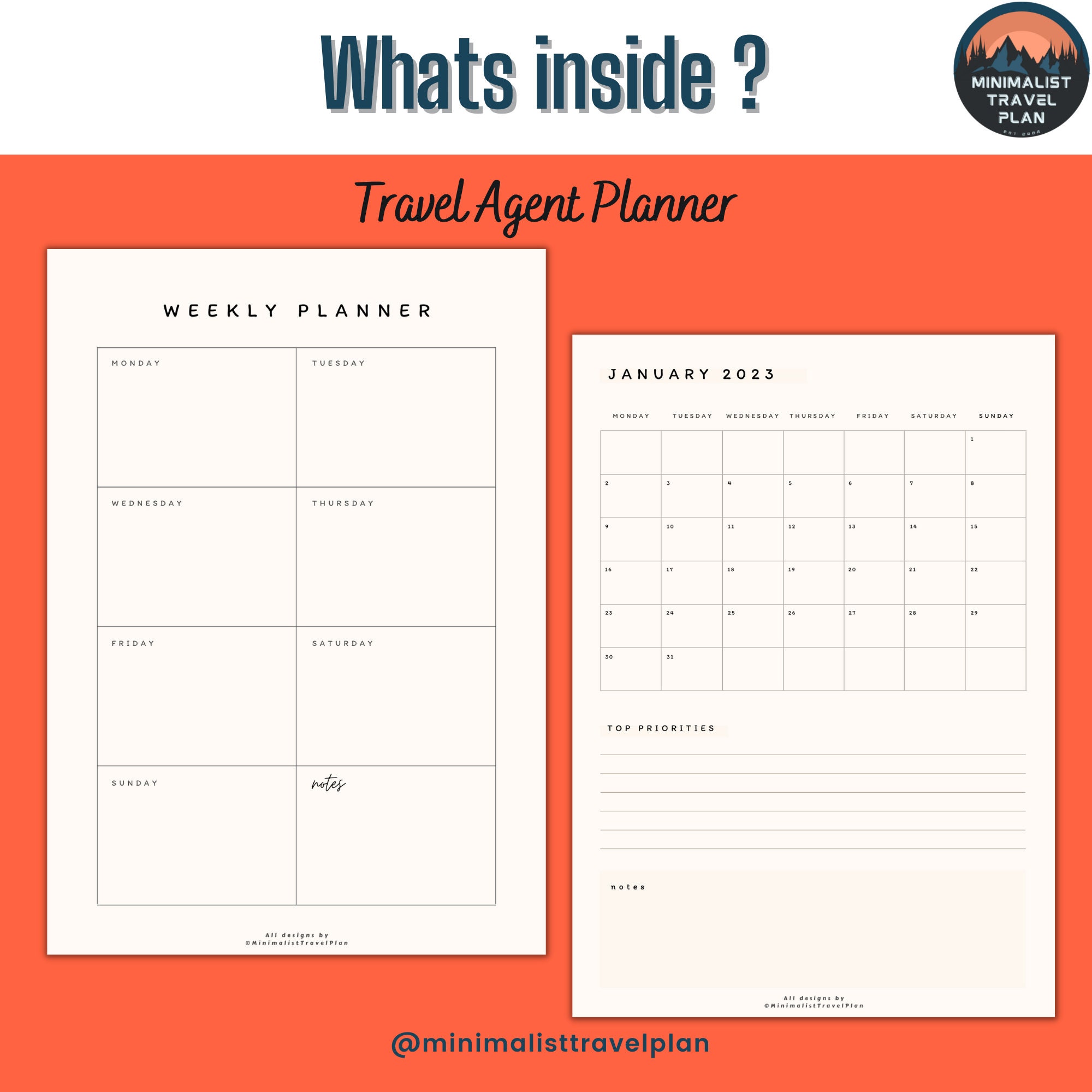 2023 Travel Agent Planner Templates Printable or Full Editable Etsy