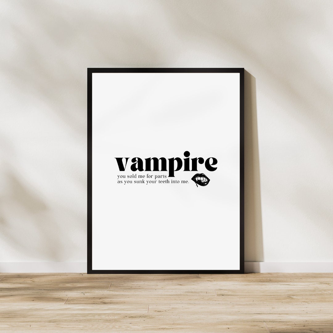 Olivia Rodrigo Vampire Print, Olivia Rodrigo Wall Art Modern