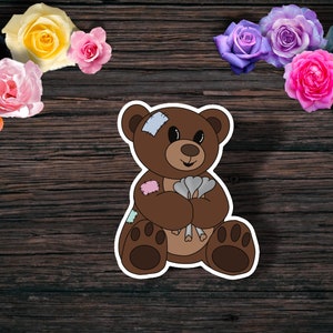Spoonie Bear Sticker – Spoon Theory Teddy Bear, Chronic Illness Support, Invisible Illness Awareness, Cute Kawaii Self Care Gift