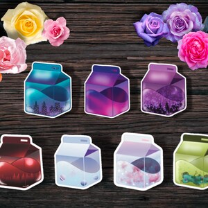 Glossy stickers: MILK CARTON BUNDLE, milk carton sticker bundle