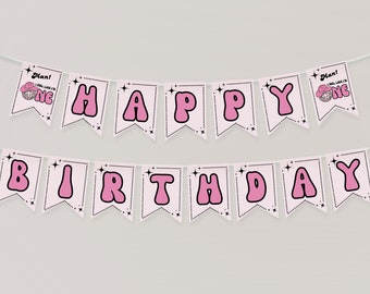 ¡Banner editable de feliz cumpleaños de Vaquera Disco, hombre! Siento que soy One Banner, Descarga instantánea, KP400