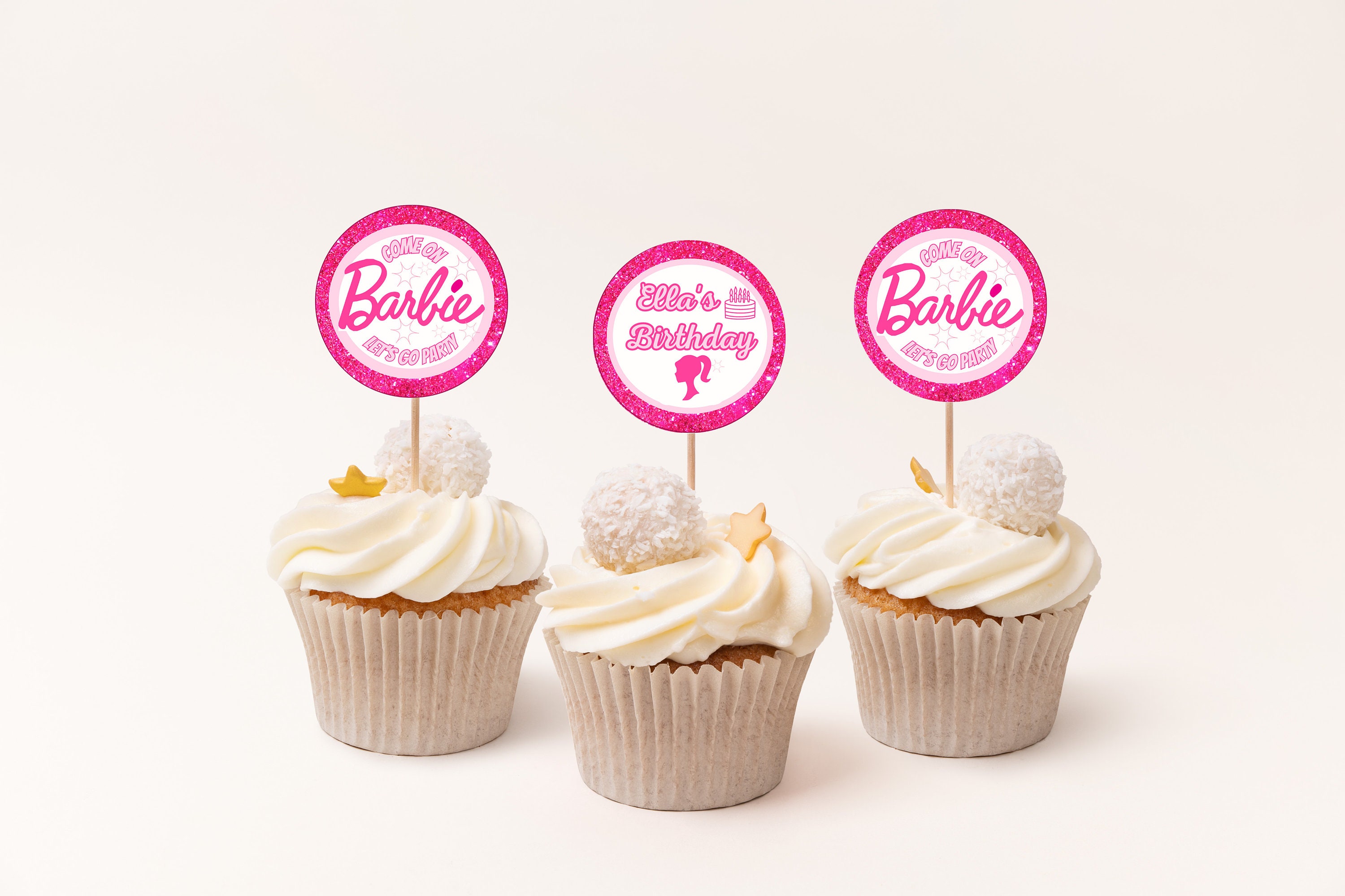 Barbie Cupcake Toppers (with Images) C34  Barbie decorations, Barbie  birthday party, Barbie cupcakes