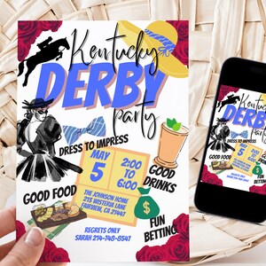 Editable Kentucky Derby Invitation Template, Run for the Roses Kentucky Derby Party, Instant Download Digital Invite, KP242