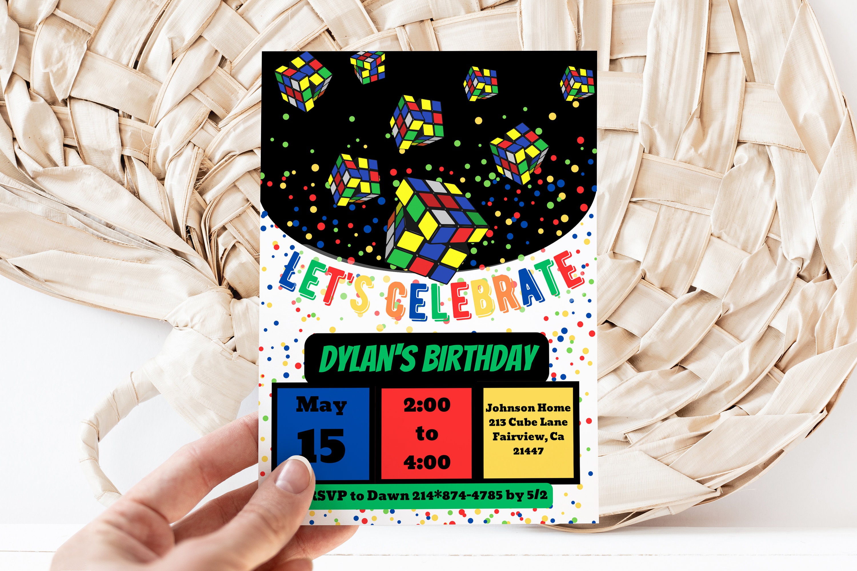 Cubbies Invite Editable Puzzle Cube Cube Birthday Invitation Template, Puzzle Cube ...