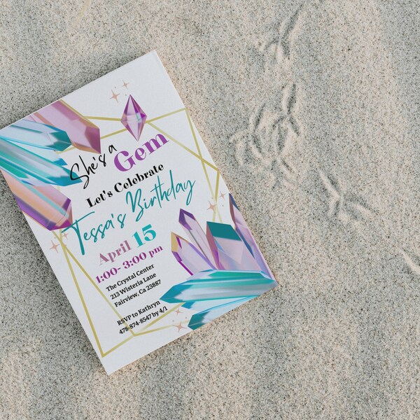 She's a Gem Birthday Invitation Template, Crystal Birthday invite, Gem invite, Instant Download, Digital Invite