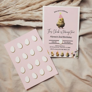 Editable This Chick is Two Birthday Invitation Template, Baby Chick is 2 Party Invite, Digital Invite, Instant Download, KP213