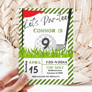 Plantilla de invitación de cumpleaños de golf, invitación de cumpleaños de golf, fiesta de cumpleaños de golf, descarga instantánea, invitación digital, KP72