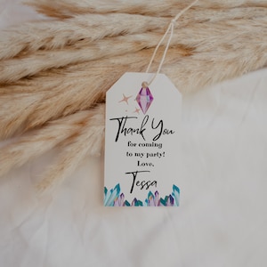 Editable She&#39;s a Gem Gift Favor Tag, Crystal Favor Tag, Instant Download, Digital Print, KP69