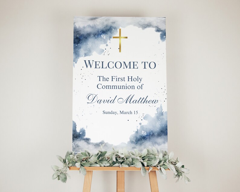 Editable Blue Watercolor First Holy Communion Essentials Bundle, Blue ...