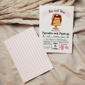 Bearbeitbare Pfannkuchen und Pyjamas Geburtstagseinladungsvorlage, Pyjamas und Pfannkuchen Party einladen, sofortiger Download, digitale Einladung, KP173