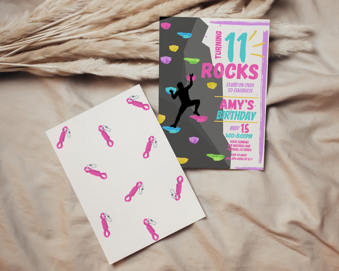 Editable Rock Climbing Birthday Invitation Template, Rock Climbing ...