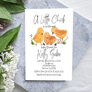 A Little Chick is on the way Baby shower Invitation, Chick Baby shower invite, Instant download, Digital Invite, KP56