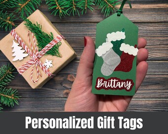 Étiquette cadeau de Noël, étiquettes personnalisées, étiquettes cadeaux de Noël, étiquette cadeau de bas de Noël,