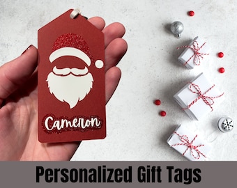 Étiquette cadeau de Noël, étiquette cadeau personnalisée, thème des fêtes, étiquette cadeau du Père Noël