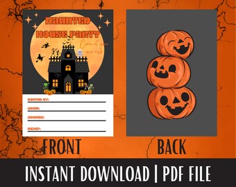 Invitation à une fête dans une maison hantée, invitation à une fête d'Halloween. Fichier numérique, invitation 5 pouces x 7 pouces.