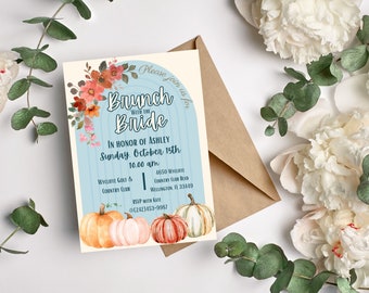 Brunch avec invitation à la mariée | Invitation au brunch nuptial | Invitation inspirée de l’automne | Invitations au brunch | Fichier numérique |