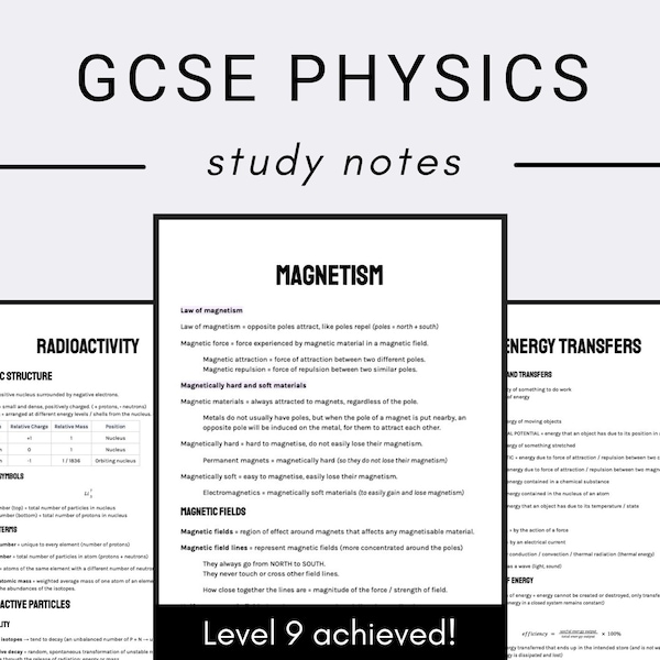 IGCSE physics study notes: A comprehensive set of detailed notes on all topics (Grade 9 achieved!)