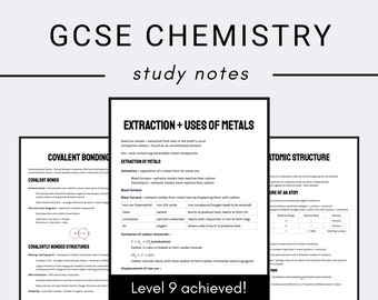 IGCSE chemistry study notes: A comprehensive set of detailed notes on all topics (Grade 9 achieved!)