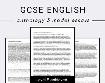 IGCSE Engelse modelessays: Anthologie sectie 3 (Grade 9 behaald!)