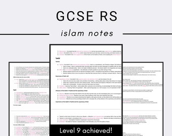 GCSE religious studies notes: Islam (Grade 9 achieved!)