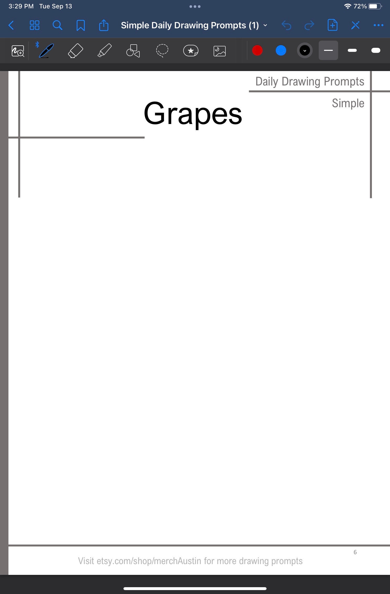 50 Simple Daily Drawing Prompts Template for Procreate Etsy