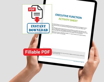 Activiteitenblad uitvoerende functie, invulbare pdf, planner voor uitvoerende vaardigheden en reflectietool voor ouders, opvoeders en ondersteuningsprofessionals