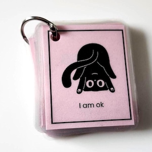 Portachiavi con simpatiche carte di comunicazione per gatti - Carte AAC non verbali per ADHD, autismo, sovraccarico sensoriale / portachiavi neurodivergente