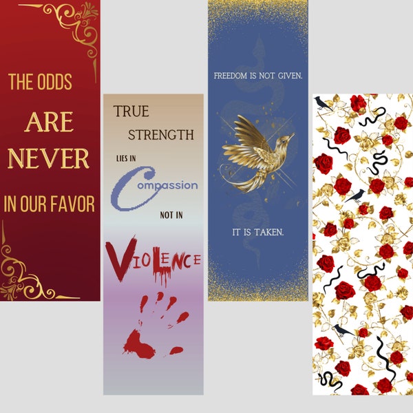 The Ballad of Songbirds and Snakes Bookmarks Set of 4 - Digital Ready to Print