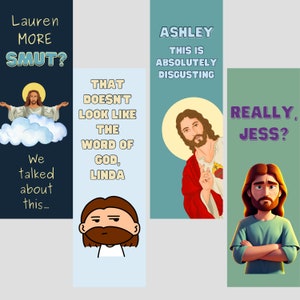 Hilarious Set of 4 Personalized Disappointed Jesus Bookmarks for Smut Readers and Romance Lovers