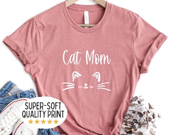 Meow Cat Face Shirt for Women Cat Mom Tshirt Cat T Shirt for - Etsy