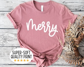 Merry Shirt for Christmas - Merry Christmas Tee - Merry Tshirt for women - Christmas Shirt for Mom