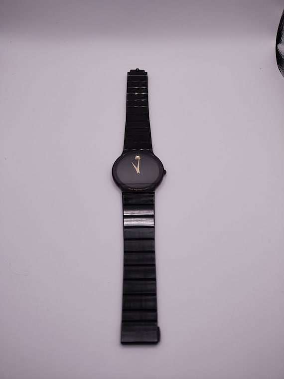 Vintage Movado Black Stainless Steel Watch