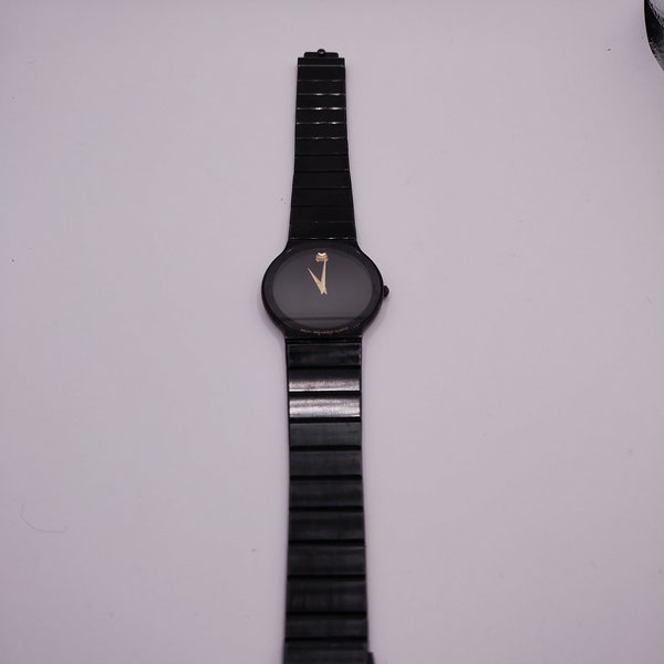 Vintage Movado Black Stainless Steel Watch