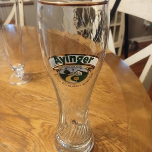 Vintage Ayinger hohes Glas mit Goldrand