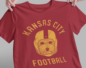 Koszulka z wizerunkiem pudla z drużyny futbolowej Kansas City, prezent dla miłośników psów i fanów Chiefs