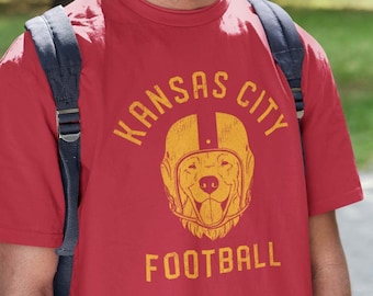 Koszulka z motywem Golden Retrievera z drużyny futbolowej Kansas City, prezent dla miłośników psów i fanów Chiefs