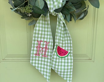 Gingham Watermelon Wreath Sash